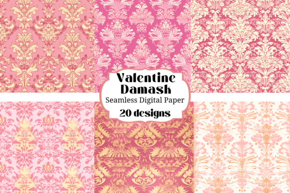 20 Pink Damask Seamless Backgrounds for Digital Crafts
