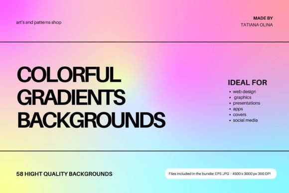 Colorful Gradient Backgrounds Bundle: 58 Holographic Textures