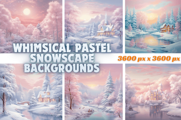 Enchanting Whimsical Pastel Snowscape Backgrounds