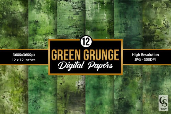Green Grunge Seamless Backgrounds: A Digital Texture Pack for Creative Edge