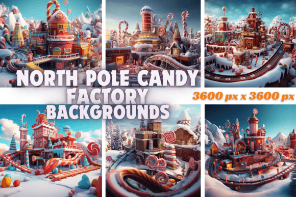 North Pole Candy Factory Backgrounds: A Whimsical Design Asset