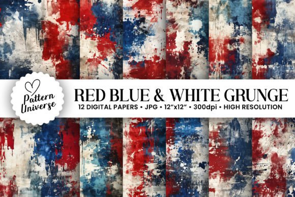 Red Blue & White Grunge Backgrounds for Authentic Design