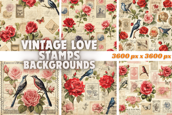 Timeless Romance: Elevate Your Designs with Vintage Love Stamps Backgrounds