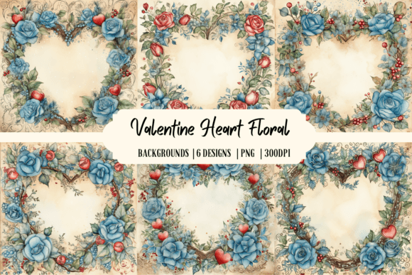 Valentine Heart Floral Backgrounds for Creative Projects
